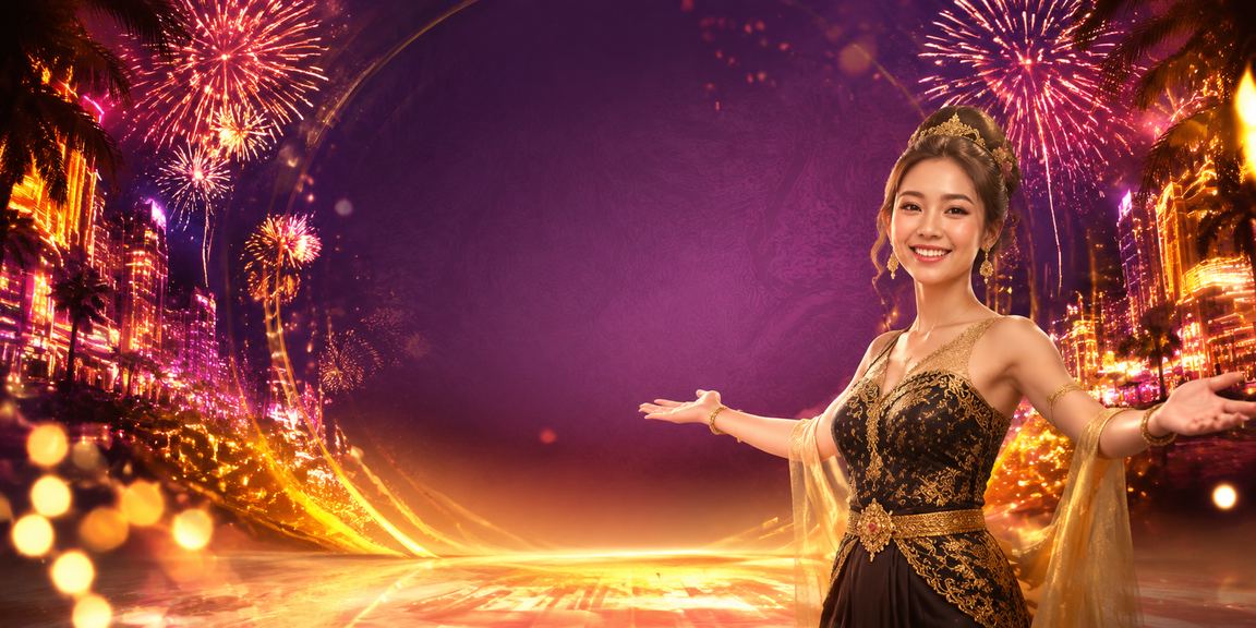 Tampilan neon cerah memperlihatkan bonus VIP eksklusif dengan nuansa kasino modern yang mencolok