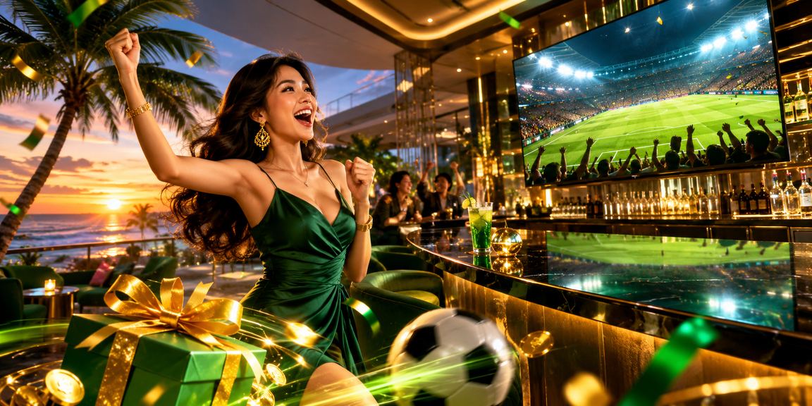 Pengunjung pantai menikmati platform casino online sambil bersantai di tepi pantai yang indah