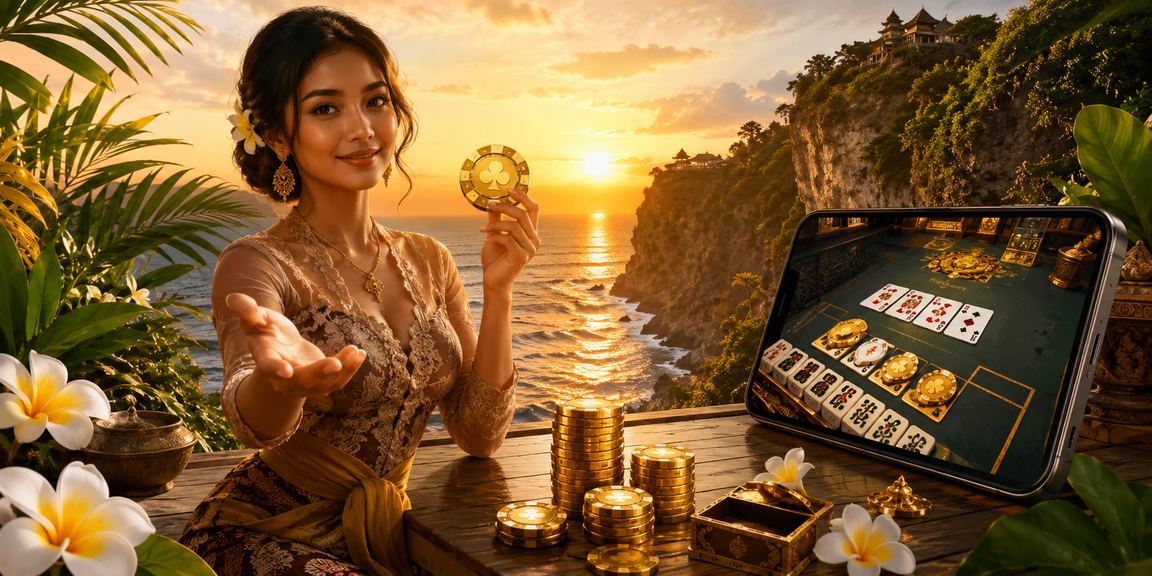Model memperlihatkan cara bermain permainan kartu kasino online dengan antarmuka yang modern